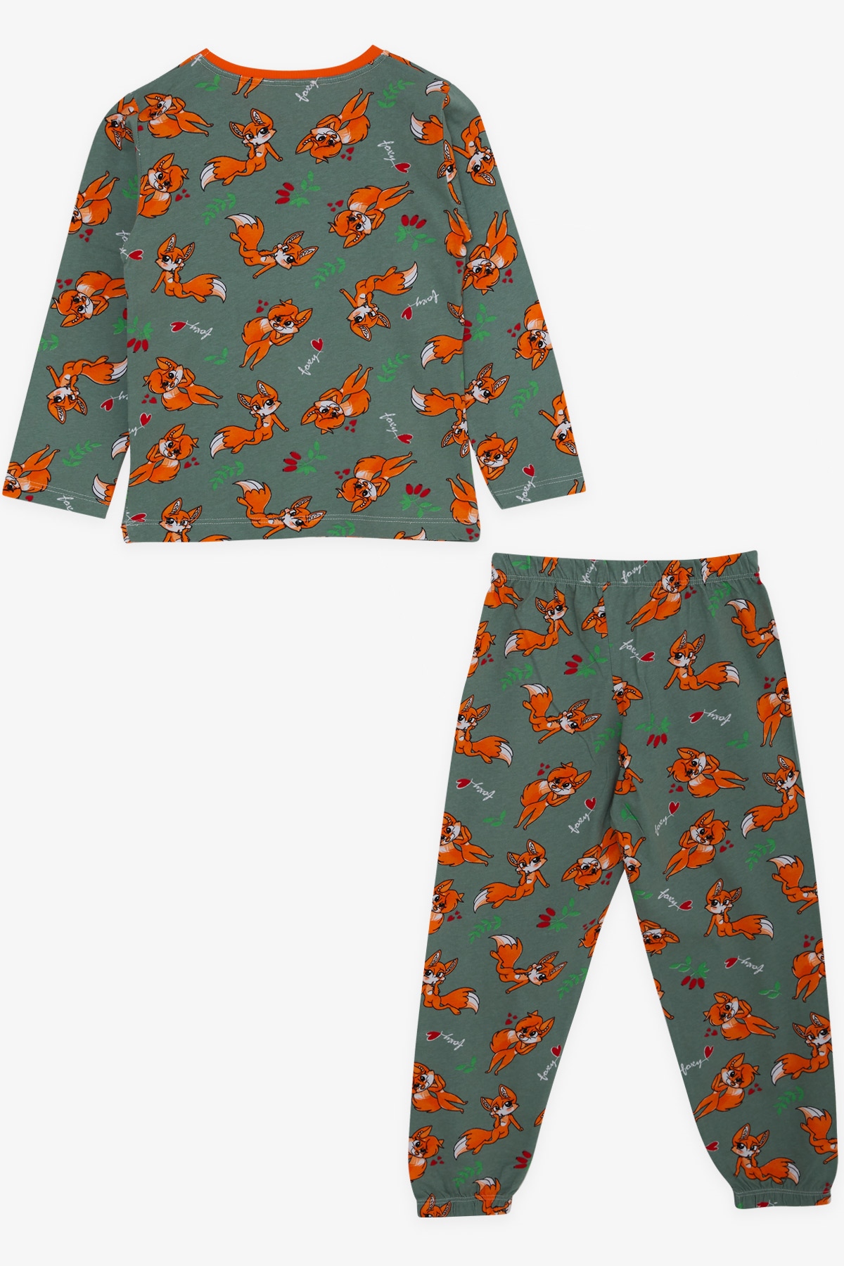 Breeze Kız Çocuk Pijama Takımı Tilkicik Desenli Mint Yeşili (4-8 Yaş)