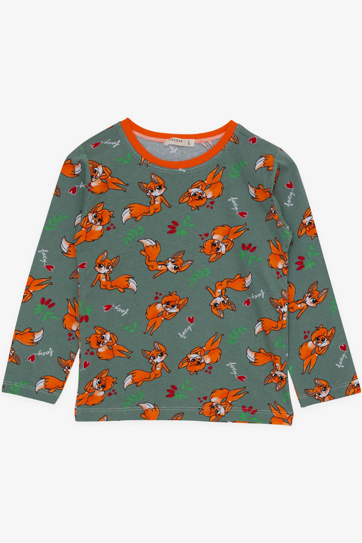 Breeze Kız Çocuk Pijama Takımı Tilkicik Desenli Mint Yeşili (4-8 Yaş)