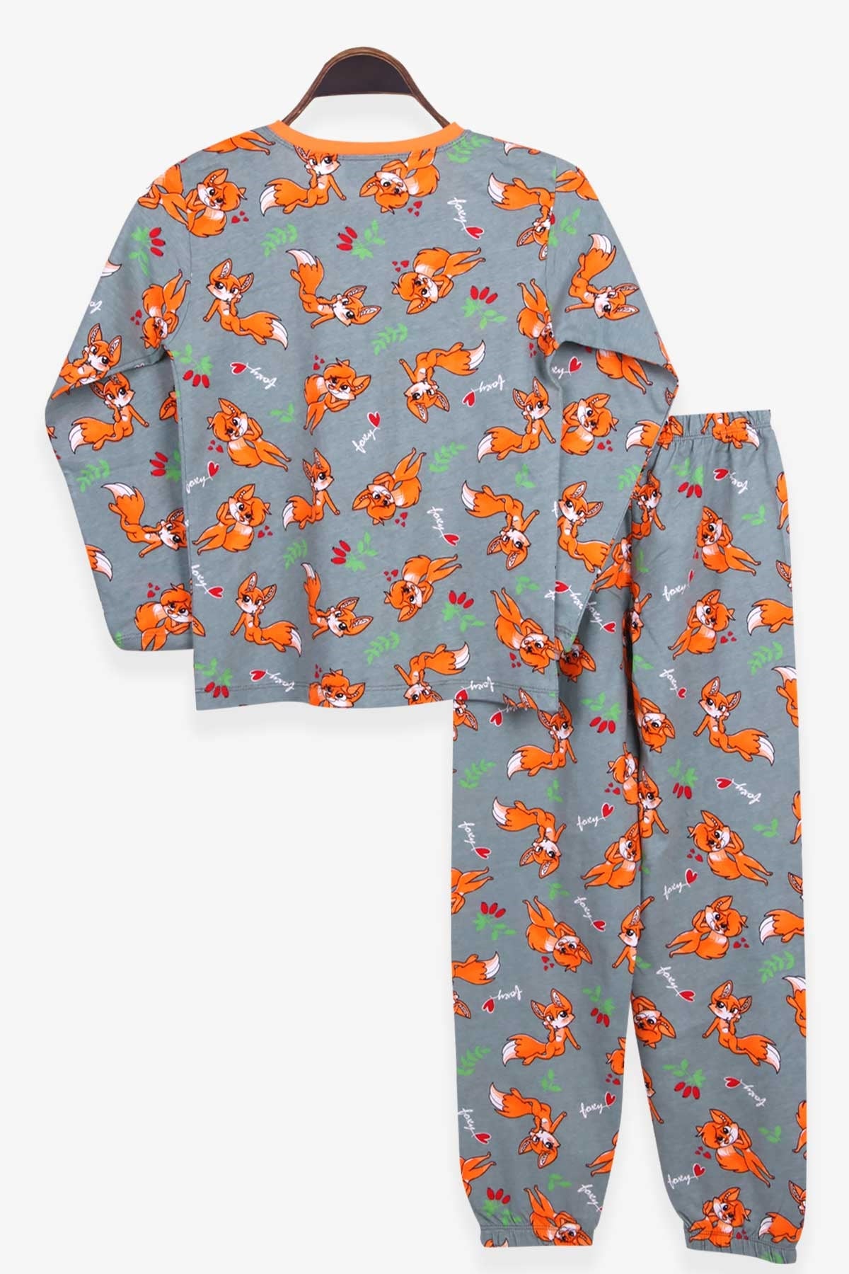 Breeze Kız Çocuk Pijama Takımı Tilkicik Desenli Mint Yeşili (9-12 Yaş)