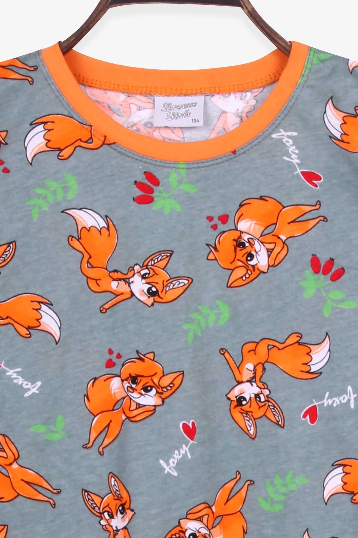 Breeze Kız Çocuk Pijama Takımı Tilkicik Desenli Mint Yeşili (9-12 Yaş)