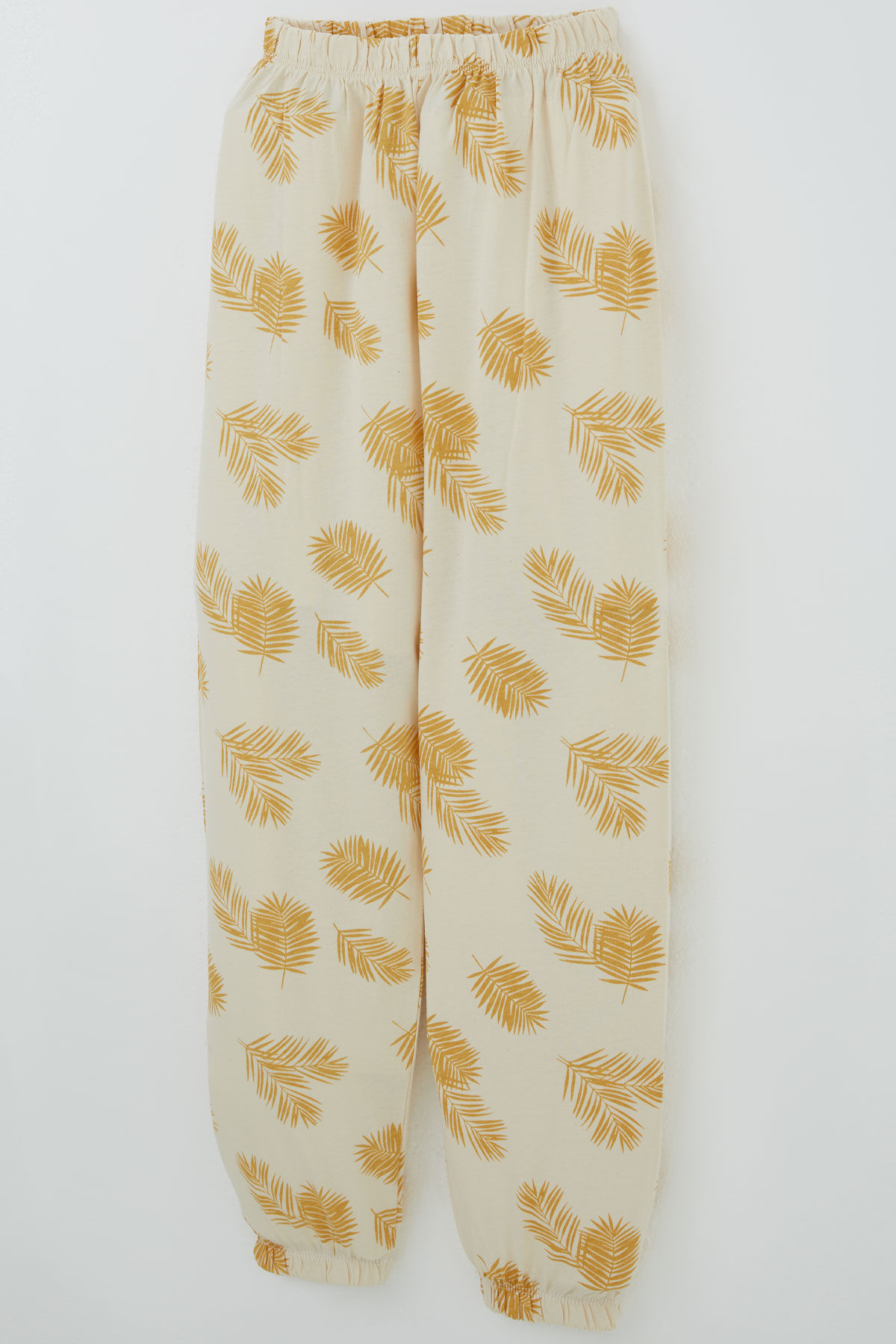 Breeze Kız Çocuk Pijama Takımı Tropik Yaprak Desenli Krem (4-8 Yaş)