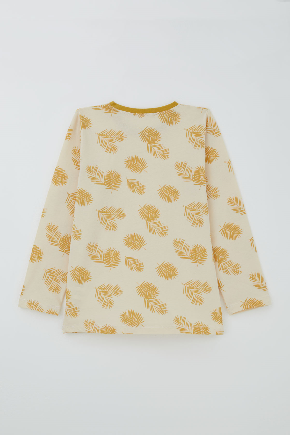 Breeze Kız Çocuk Pijama Takımı Tropik Yaprak Desenli Krem (4-8 Yaş)