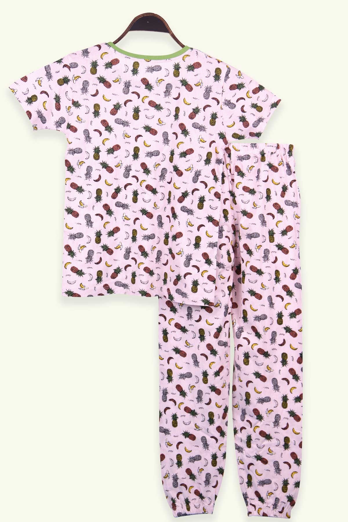 Breeze Kız Çocuk Pijama Takımı Tropik Meyve Temalı Pudra (4-12 Yaş)