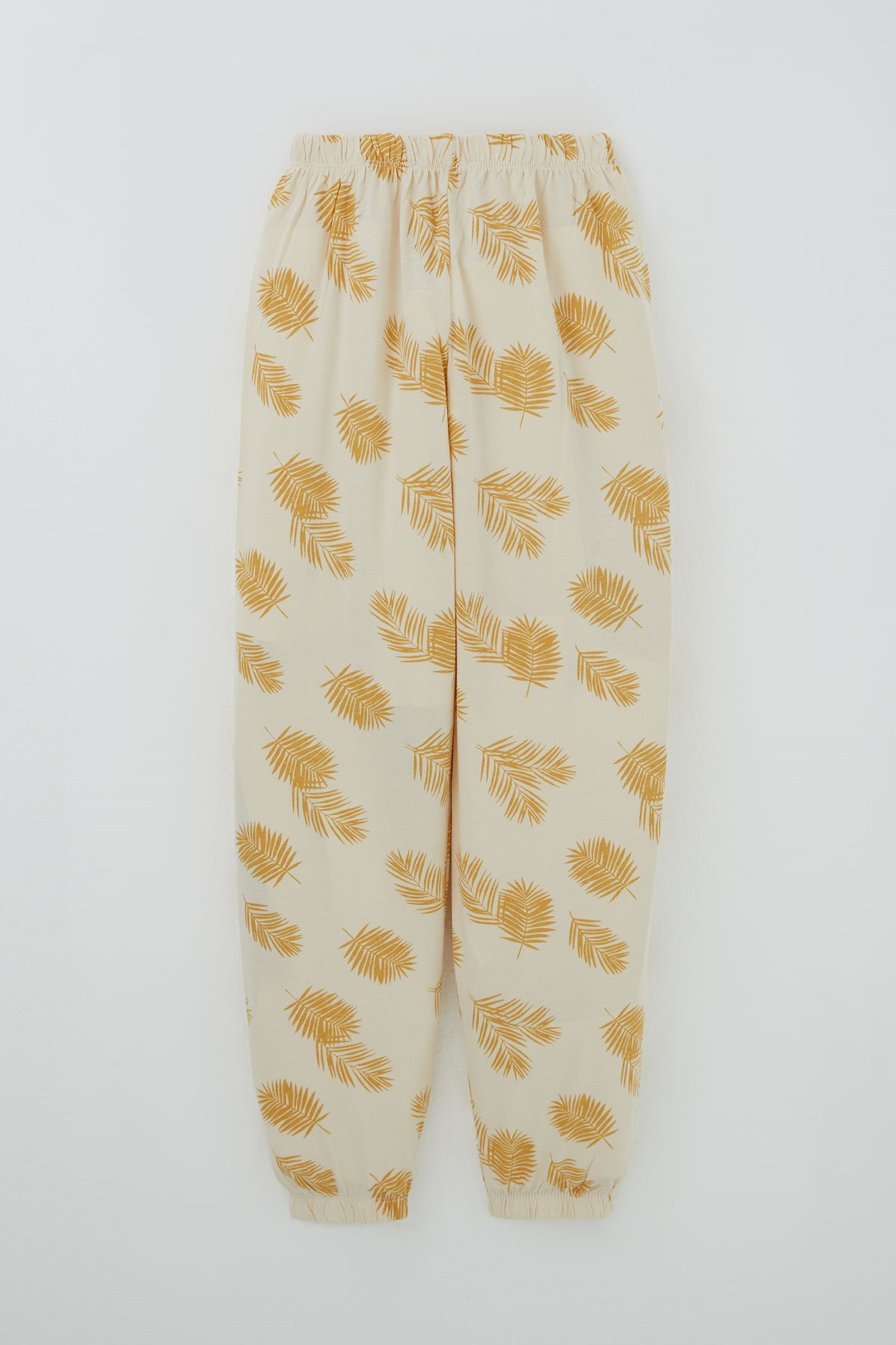 Breeze Kız Çocuk Pijama Takımı Tropik Yaprak Desenli Krem (4-8 Yaş)