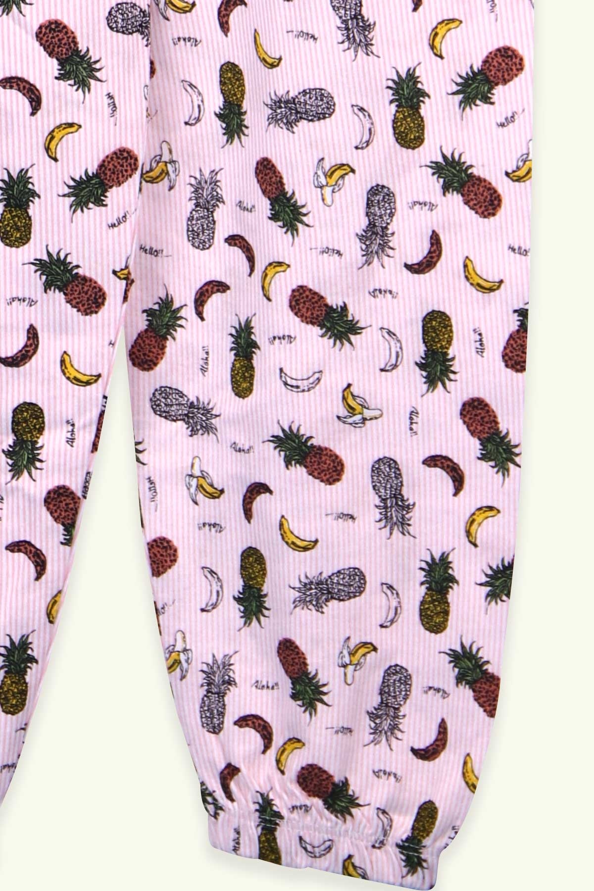Breeze Kız Çocuk Pijama Takımı Tropik Meyve Temalı Pudra (4-12 Yaş)