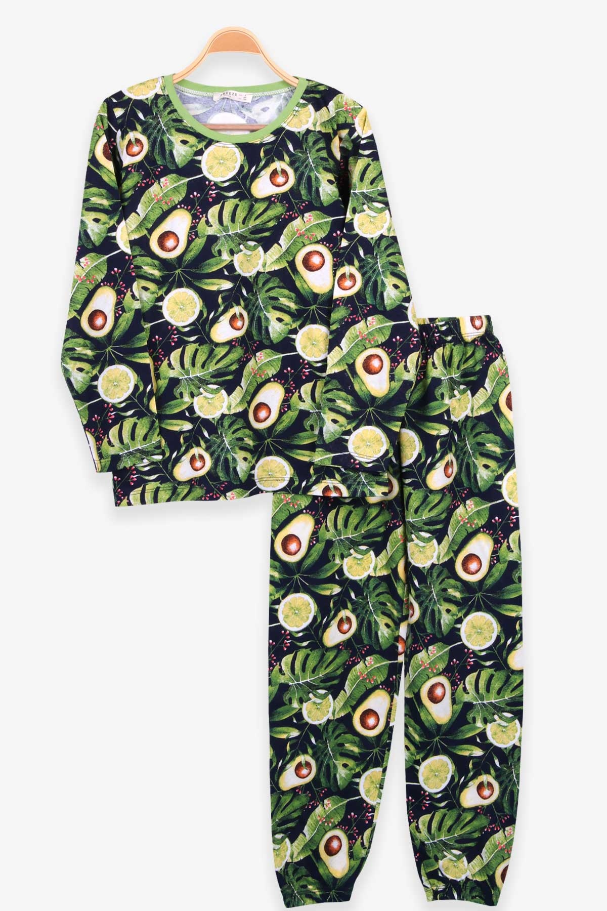 Breeze Kız Çocuk Pijama Takımı Tropikal Meyveli Lacivert (9-12 Yaş)