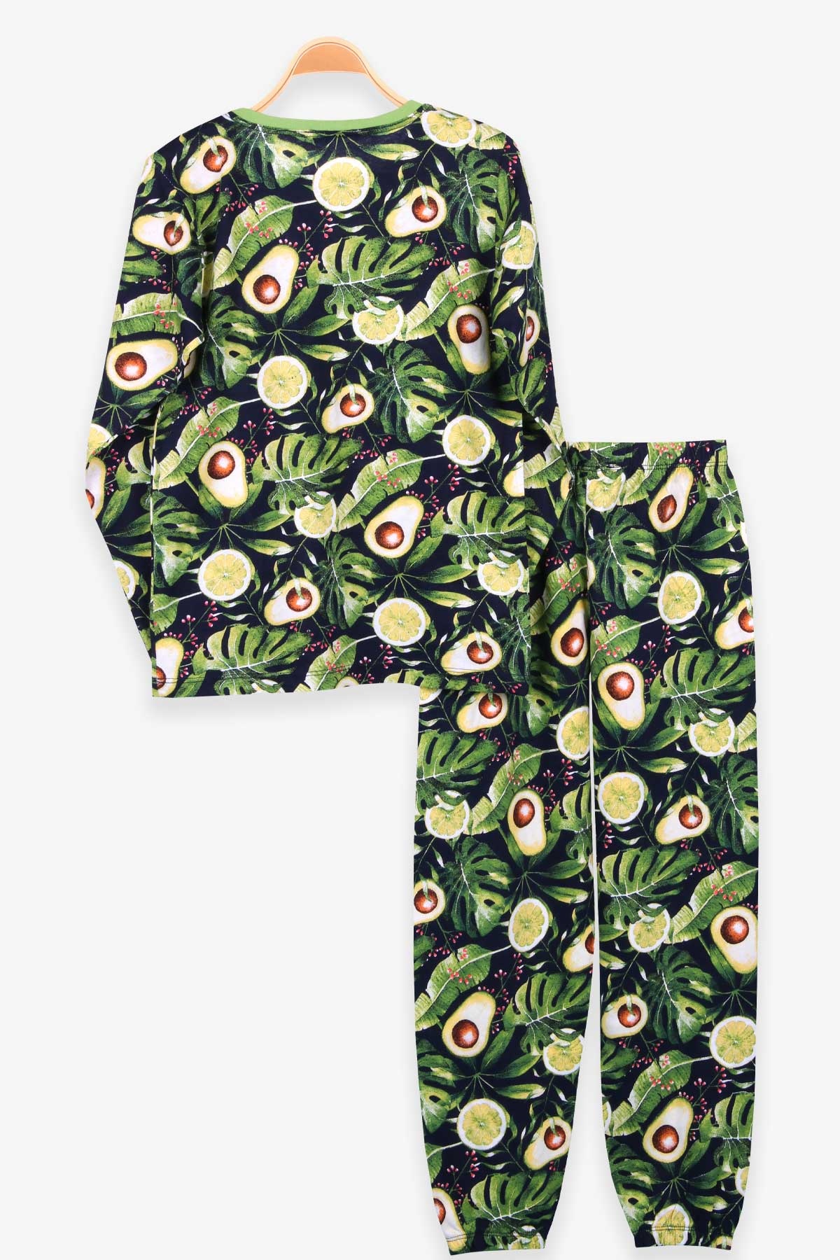 Breeze Kız Çocuk Pijama Takımı Tropikal Meyveli Lacivert (9-12 Yaş)