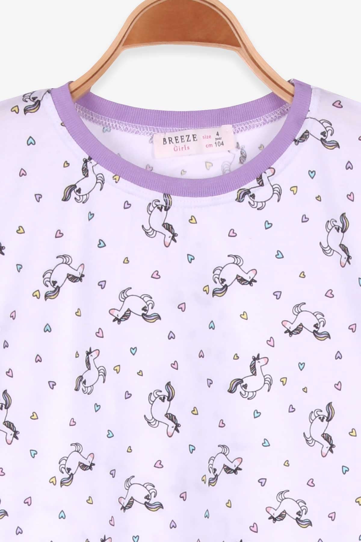 Breeze Kız Çocuk Pijama Takımı Unicorn Beyaz (4-8 Yaş)