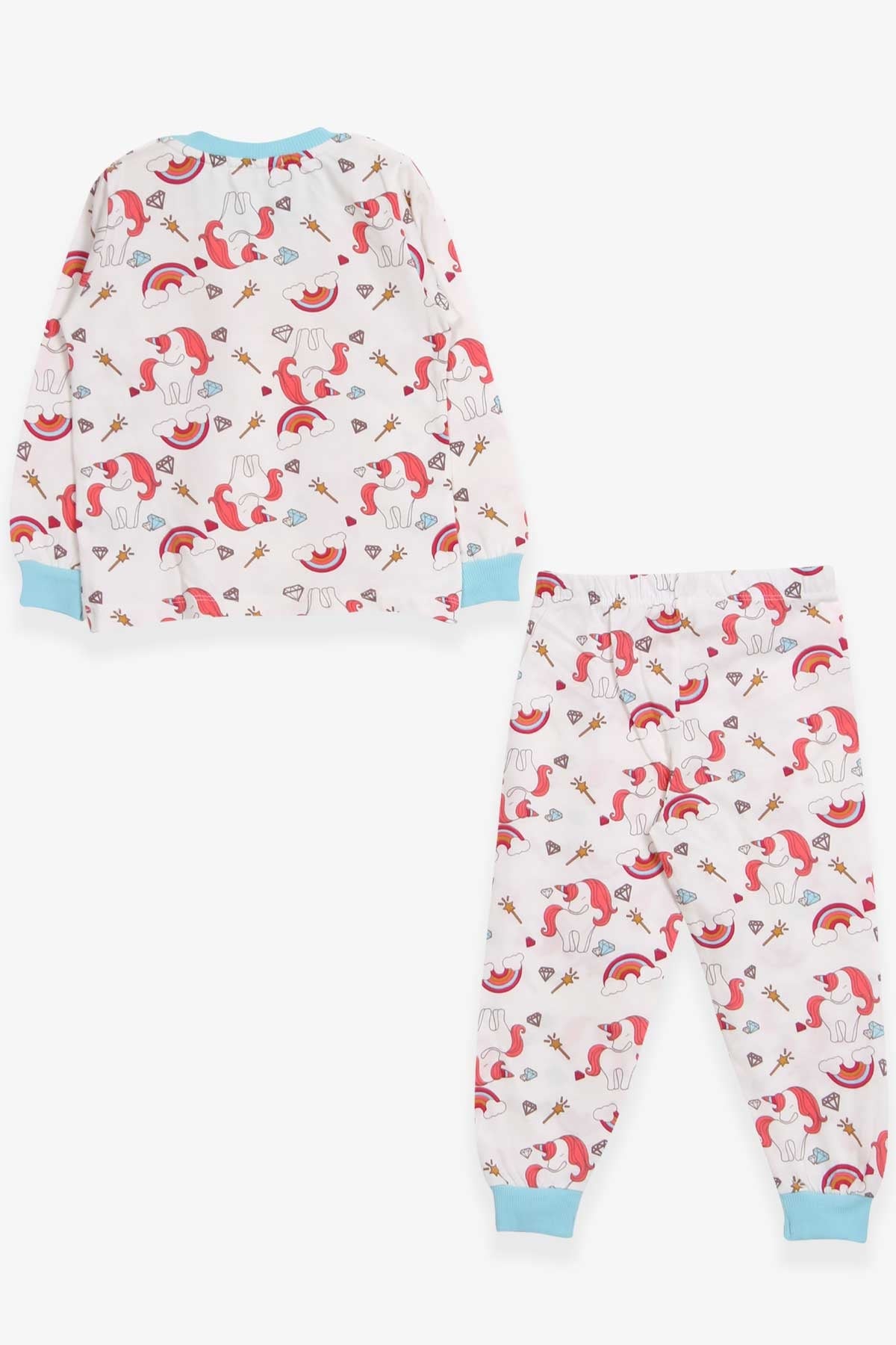 Breeze Kız Çocuk Pijama Takımı Unicorn Desenli Ekru (1.5-5 Yaş)