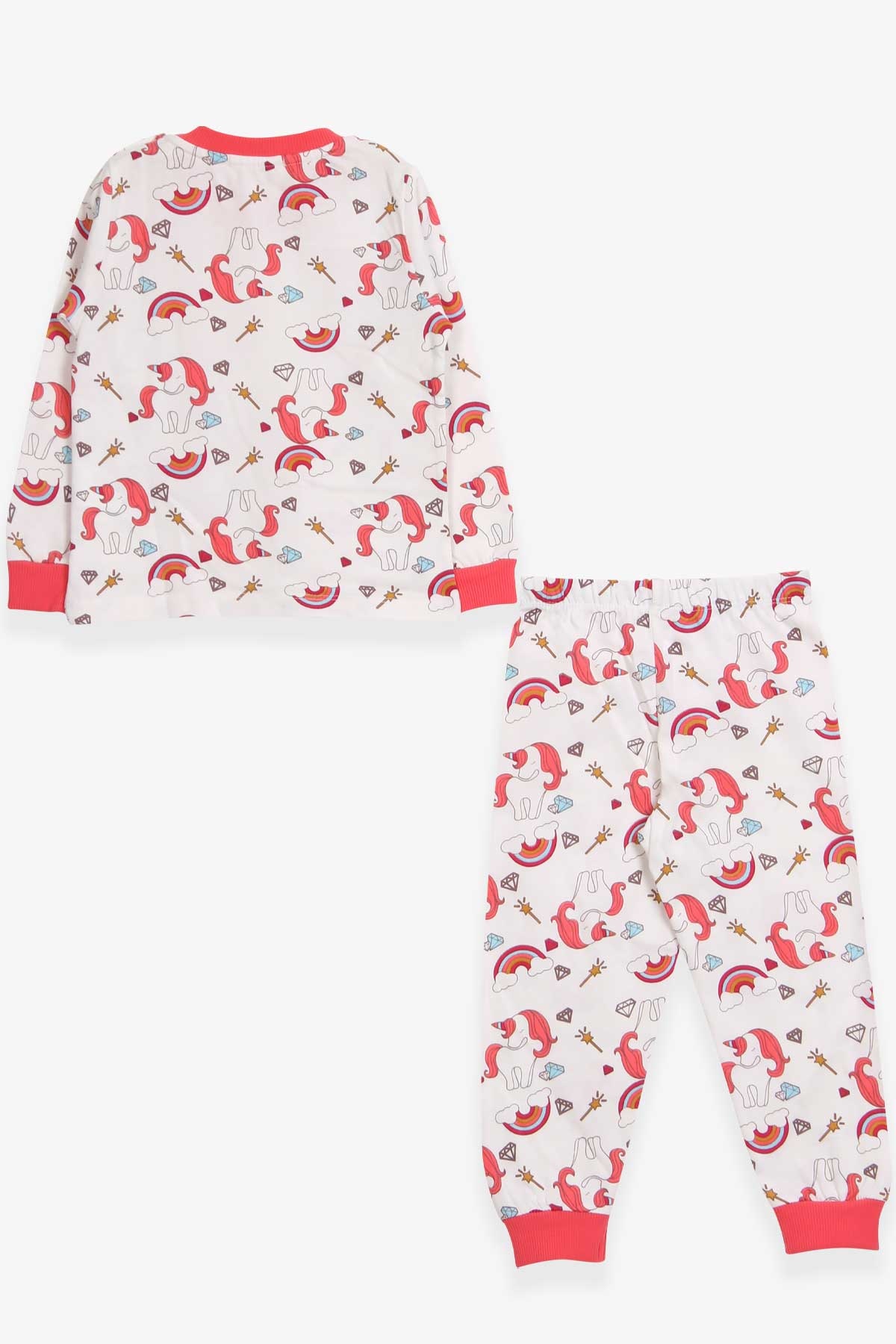 Breeze Kız Çocuk Pijama Takımı Unicorn Desenli Ekru (1.5-5 Yaş)