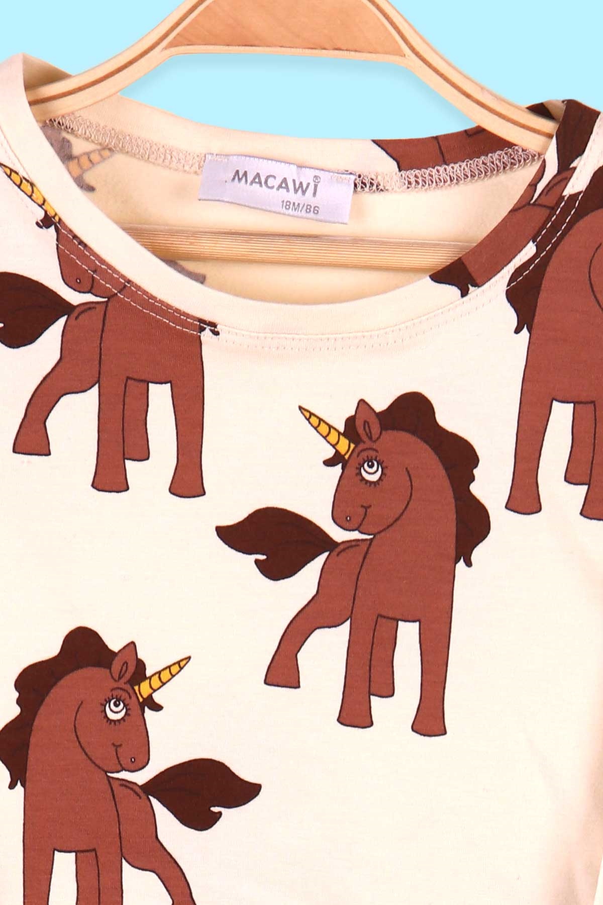 Breeze Kız Çocuk Pijama Takımı Unicorn Desenli Krem (1.5-5 Yaş)