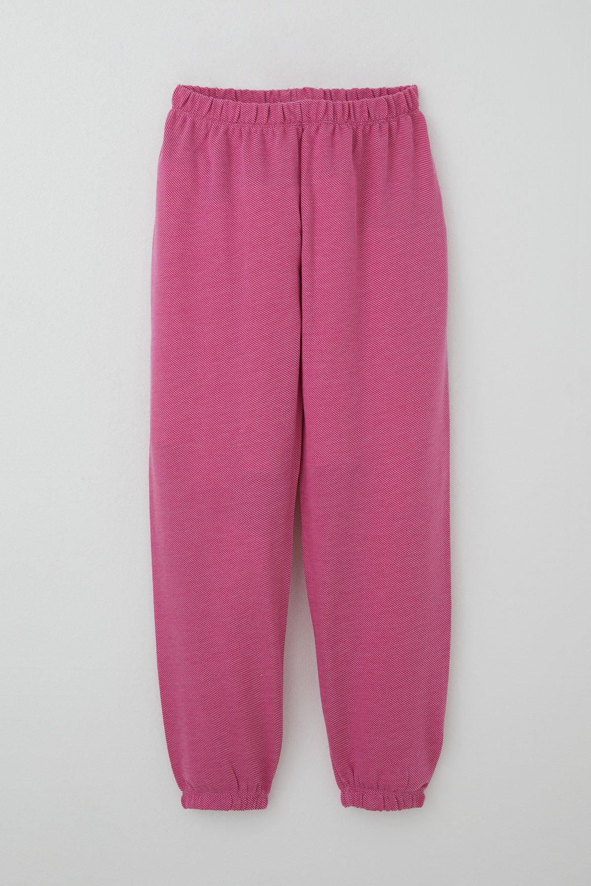 Breeze Kız Çocuk Pijama Takımı Verev Çizgi Desenli Pembe (4-8 Yaş)