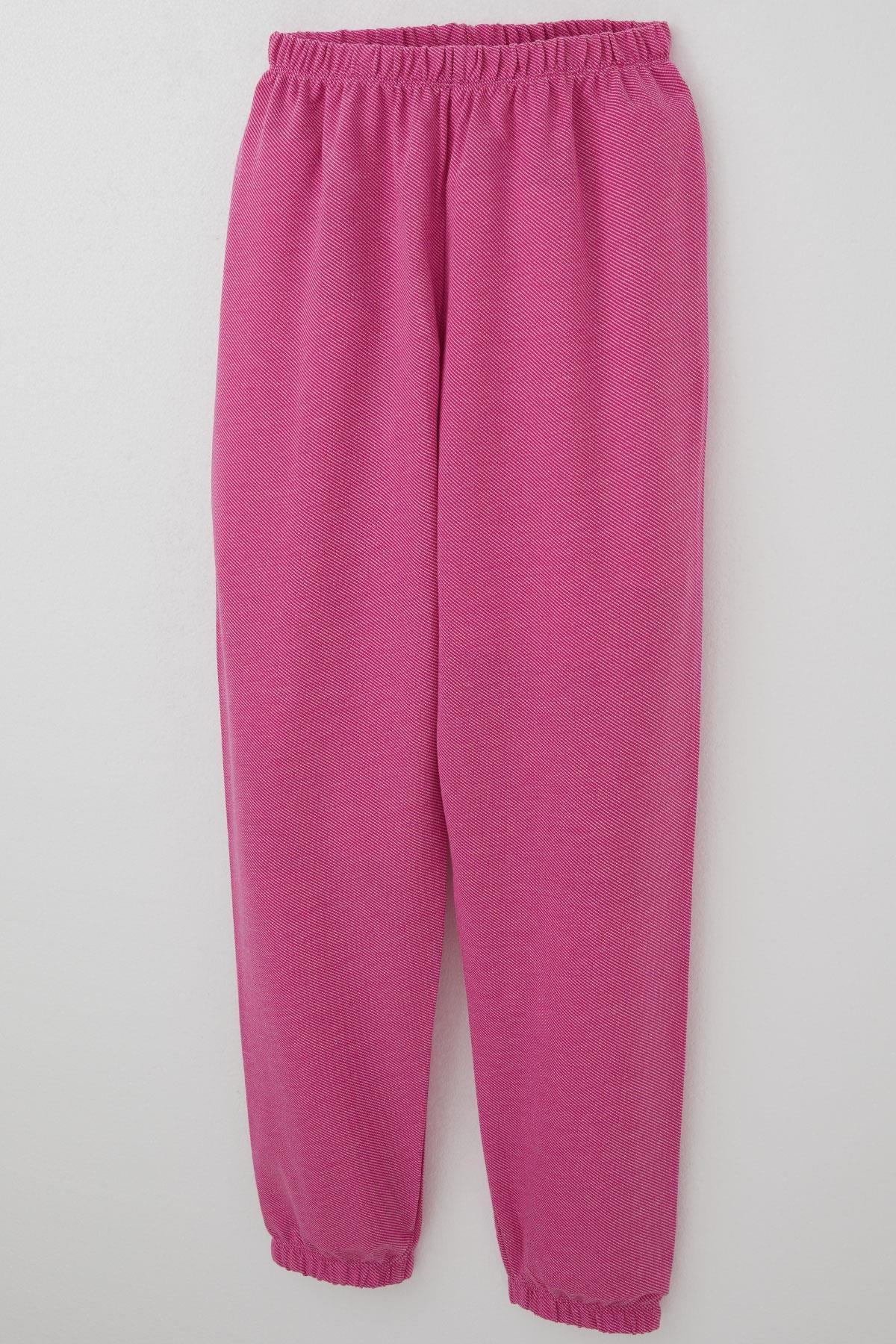 Breeze Kız Çocuk Pijama Takımı Verev Çizgi Desenli Pembe (9-12 Yaş)