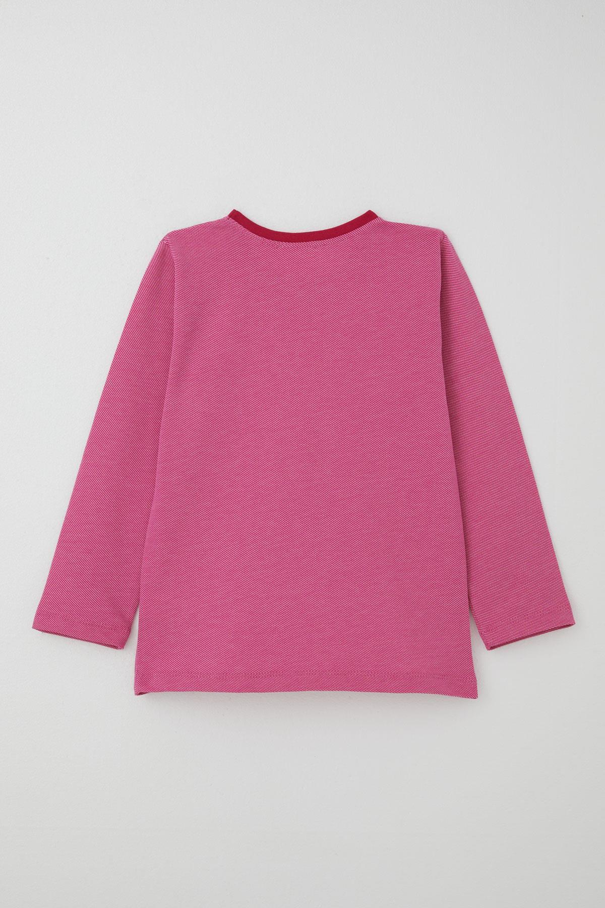 Breeze Kız Çocuk Pijama Takımı Verev Çizgi Desenli Pembe (4-8 Yaş)