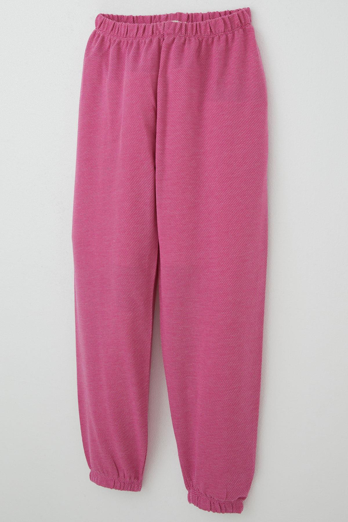 Breeze Kız Çocuk Pijama Takımı Verev Çizgi Desenli Pembe (4-8 Yaş)