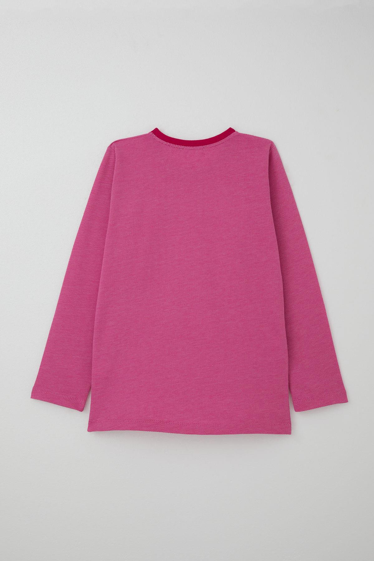 Breeze Kız Çocuk Pijama Takımı Verev Çizgi Desenli Pembe (9-12 Yaş)