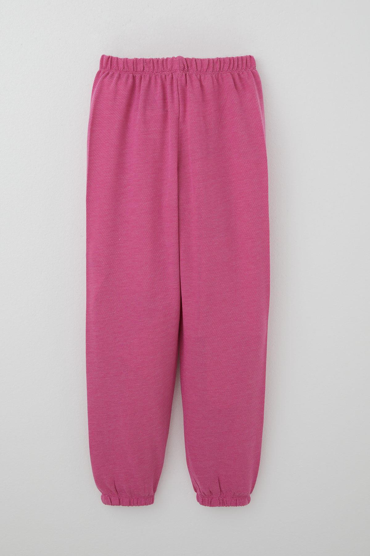 Breeze Kız Çocuk Pijama Takımı Verev Çizgi Desenli Pembe (4-8 Yaş)
