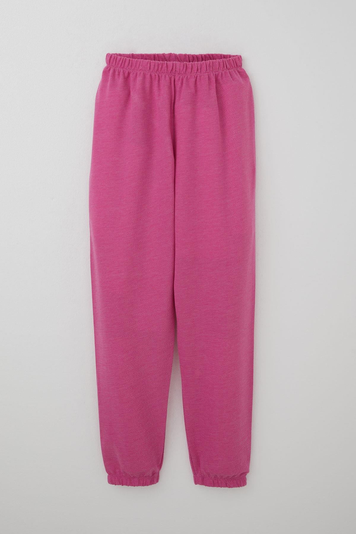 Breeze Kız Çocuk Pijama Takımı Verev Çizgi Desenli Pembe (9-12 Yaş)