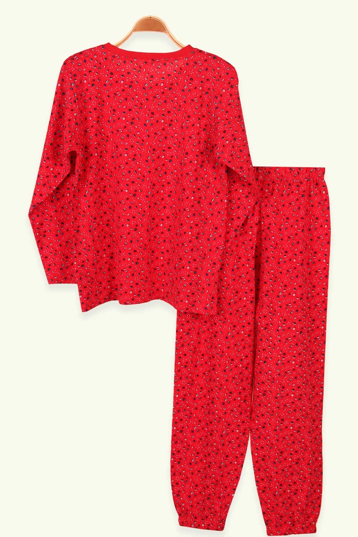Breeze Kız Çocuk Pijama Takımı Yaprak Desenli Kırmızı (9-12 Yaş)