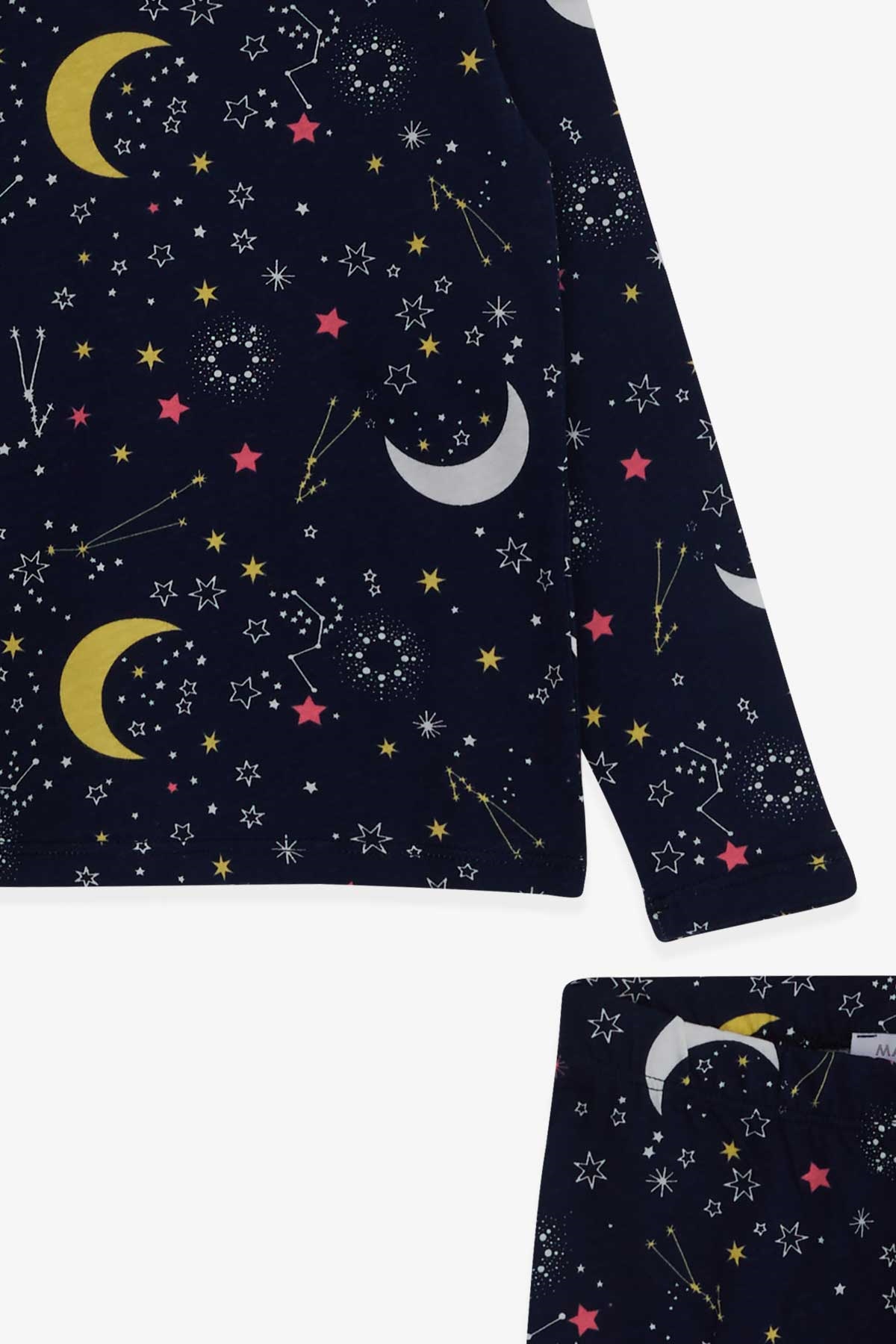 Breeze Kız Çocuk Pijama Takımı Yıldız Desenli Lacivert (3-7 Yaş)