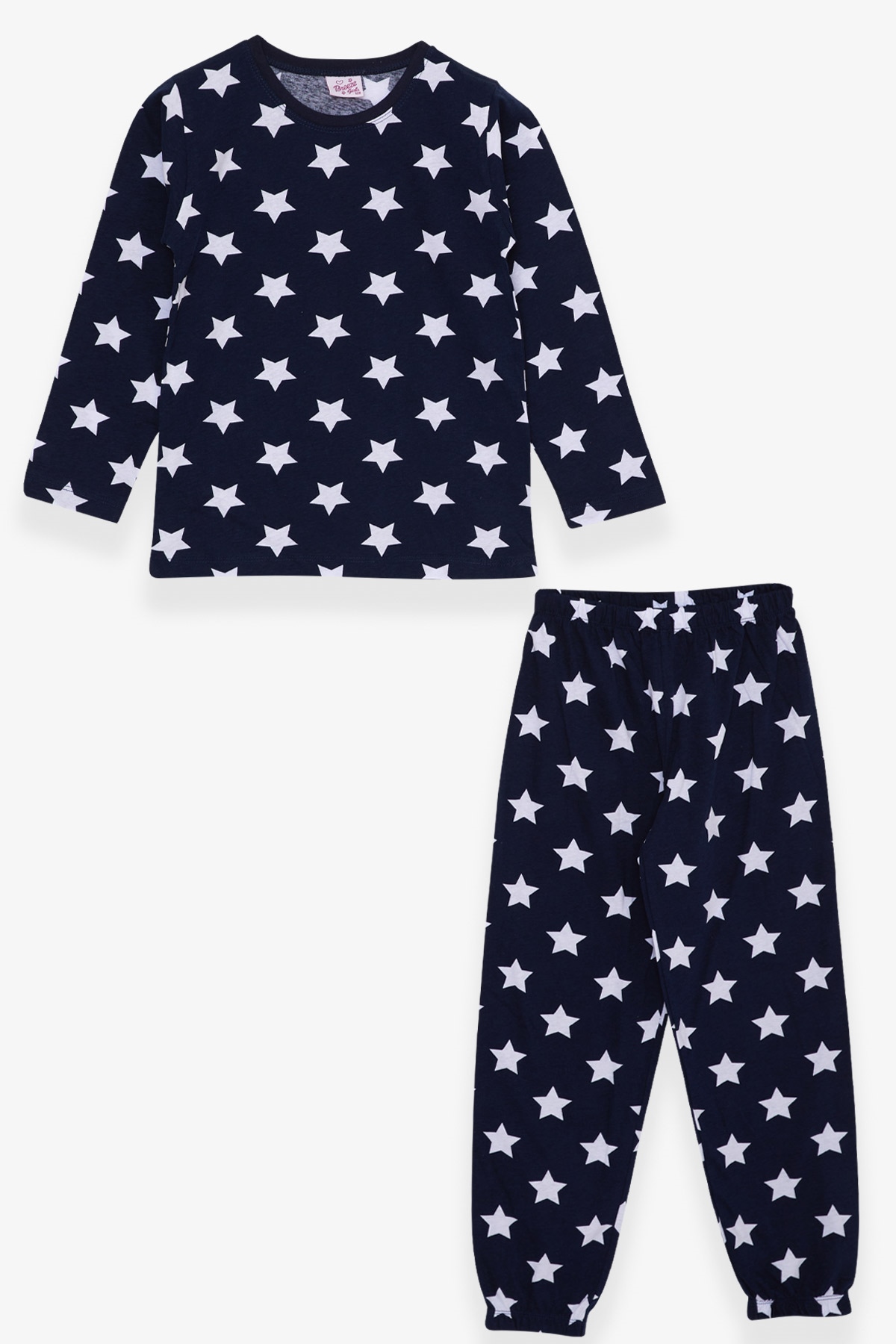 Breeze Kız Çocuk Pijama Takımı Yıldız Desenli Lacivert (4-8 Yaş)