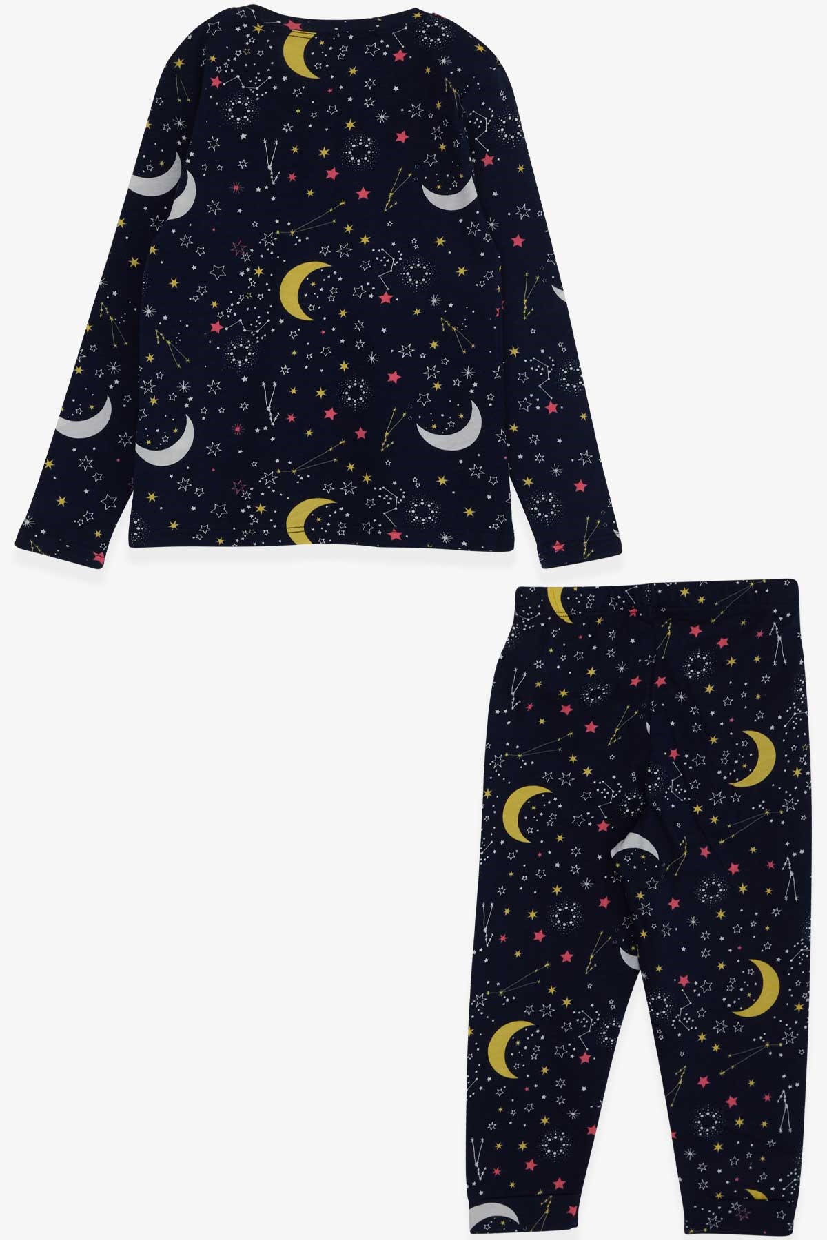 Breeze Kız Çocuk Pijama Takımı Yıldız Desenli Lacivert (3-7 Yaş)