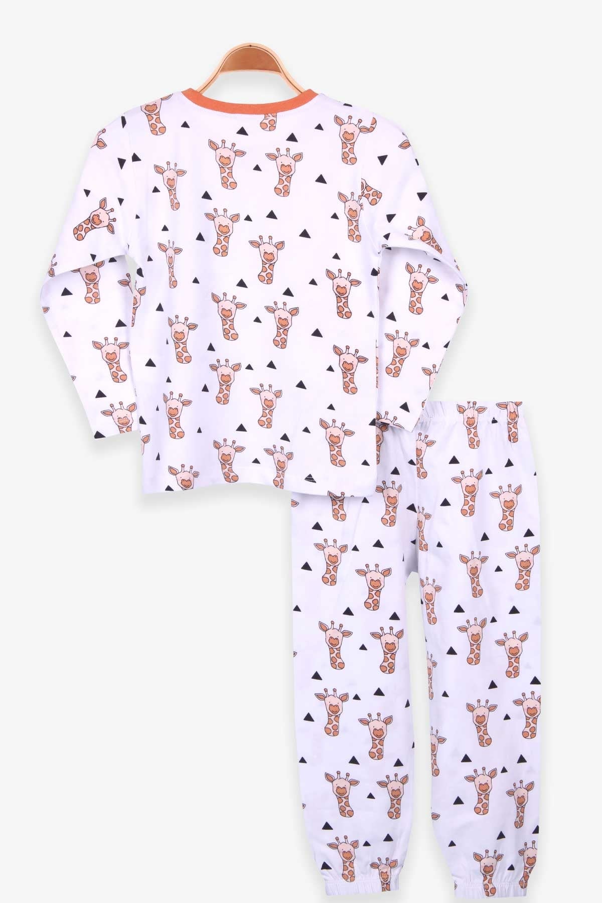 Breeze Kız Çocuk Pijama Takımı Zürafalı Beyaz (4-8 Yaş)