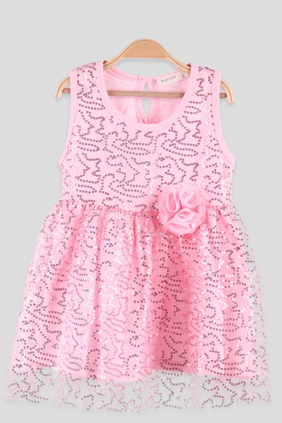 Breeze Kız Çocuk Pullu Elbise Pembe (8-14 Yaş)