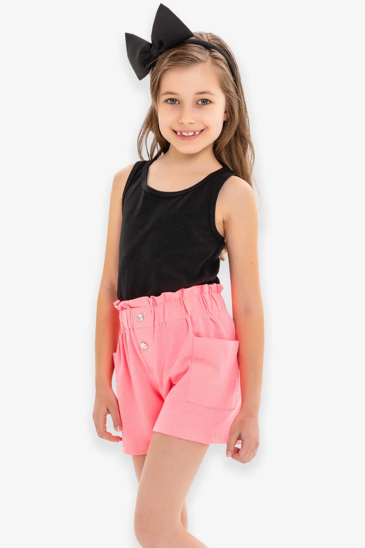 Breeze Kız Çocuk Şort Basic Cepli Somon (8-12 Yaş)