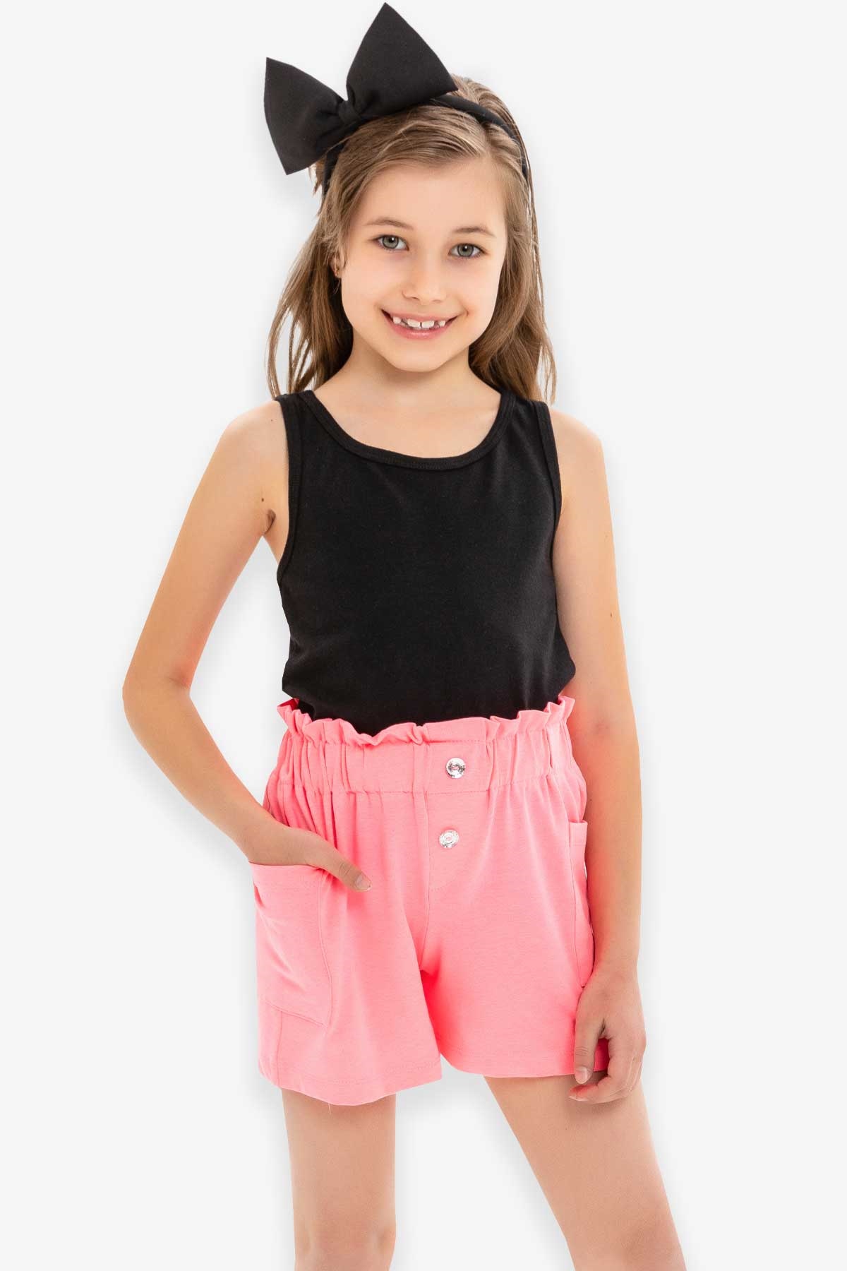Breeze Kız Çocuk Şort Basic Cepli Somon (8-12 Yaş)