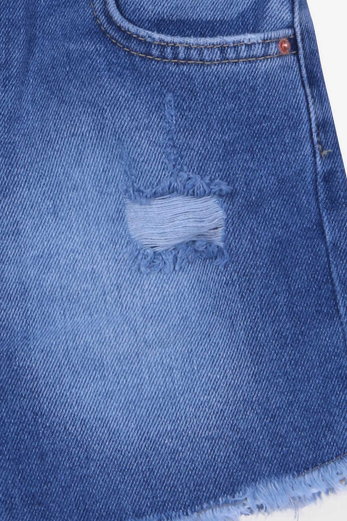 Breeze Kız Çocuk Şort Beli Lastikli Açık Mavi (10-14 Yaş)
