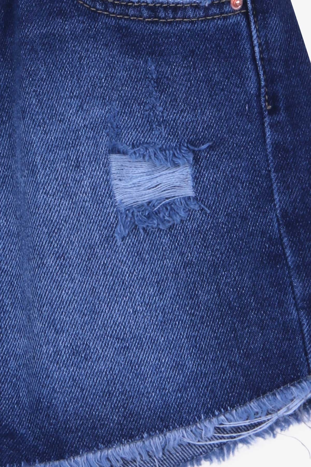 Breeze Kız Çocuk Şort Beli Lastikli Koyu Mavi (10-14 Yaş)