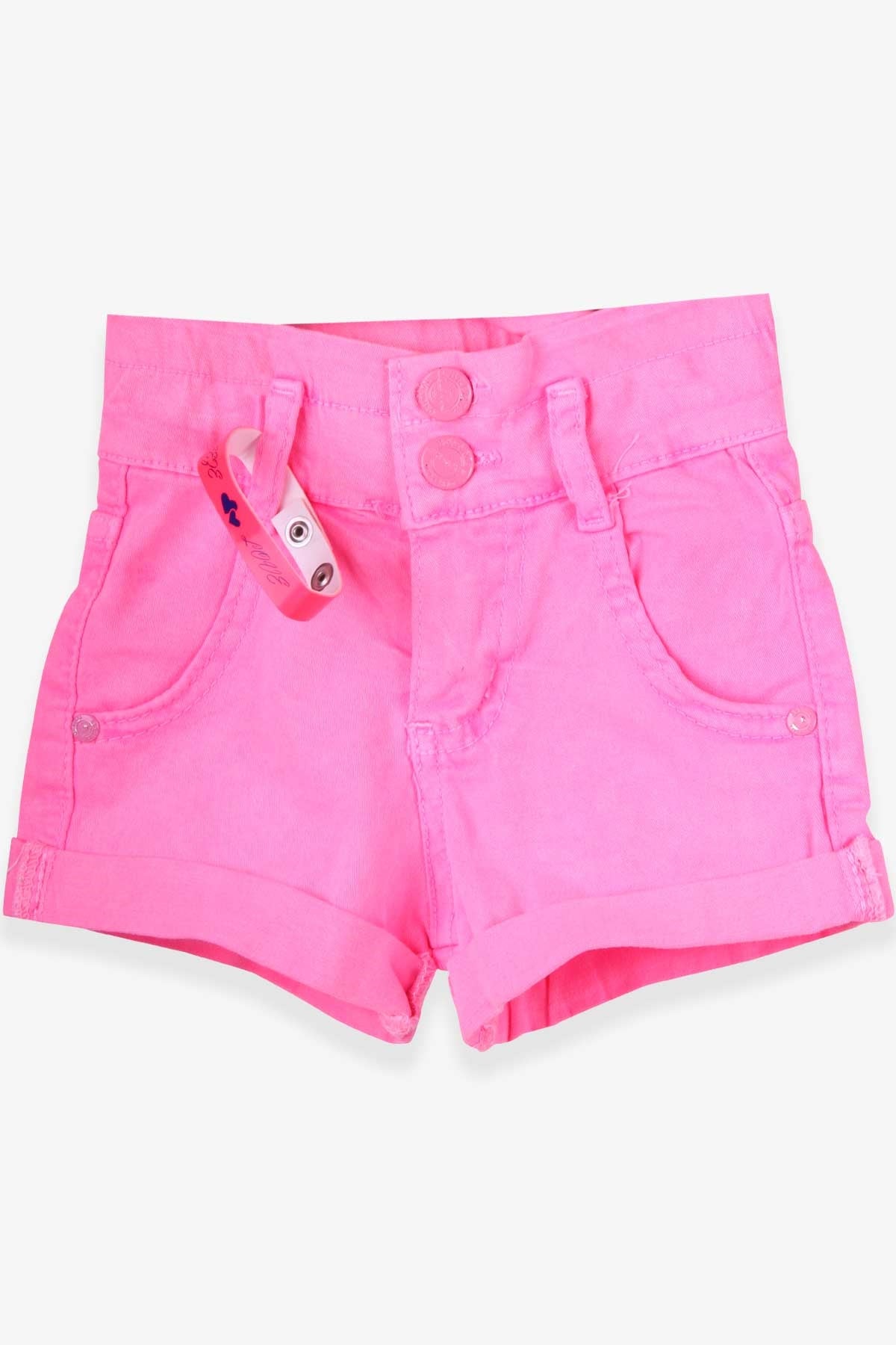 Breeze Kız Çocuk Şort Bileklikli Neon Pembe (8-14 Yaş)