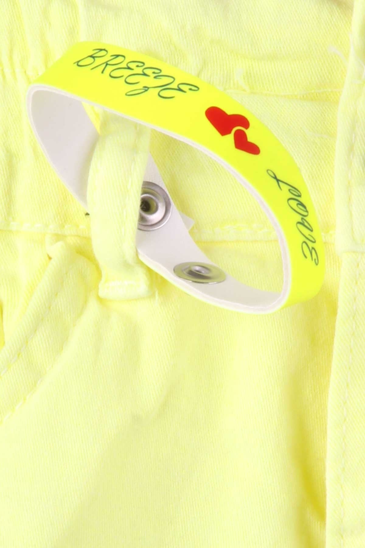 Breeze Kız Çocuk Şort Bileklikli Neon Sarı (8-14 Yaş)