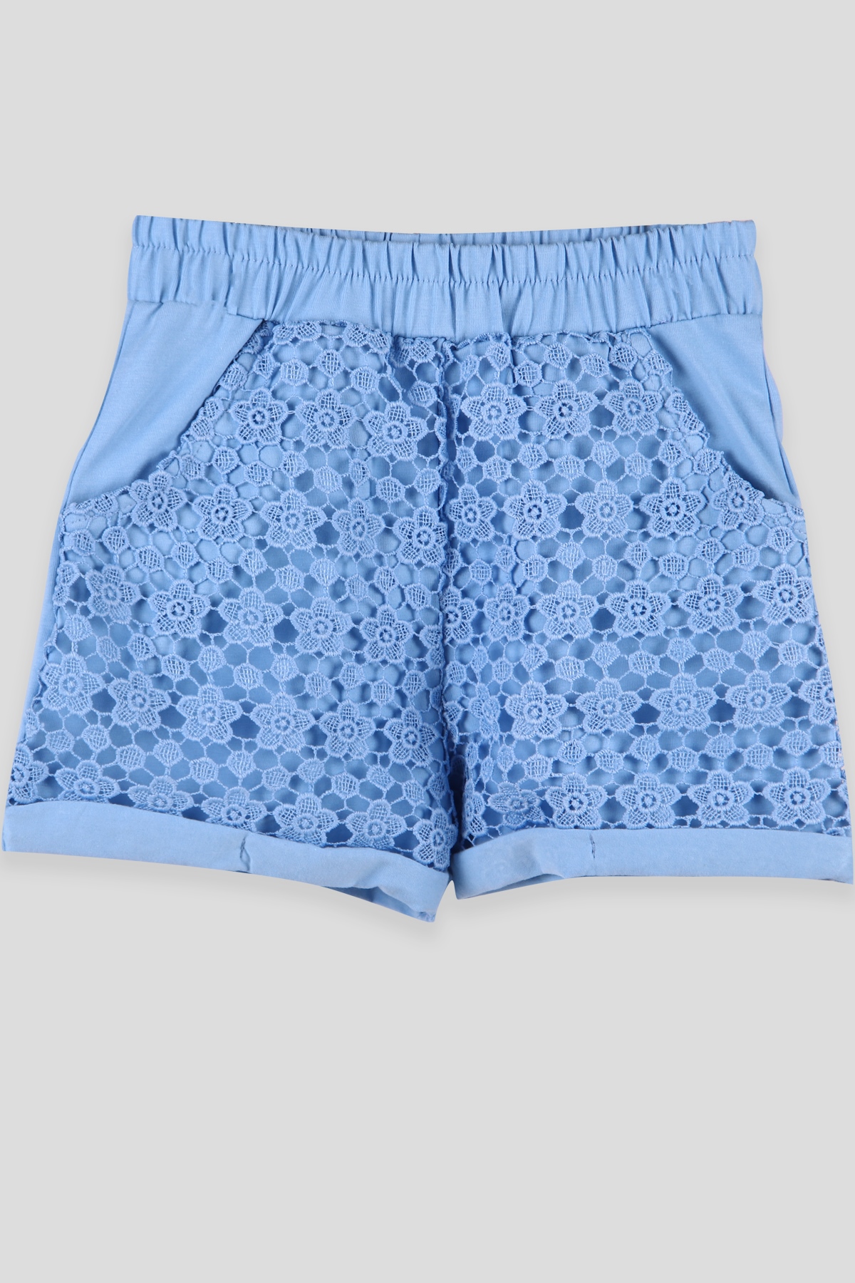 Breeze Kız Çocuk Şort Dantelli Mavi (6-12 Yaş)