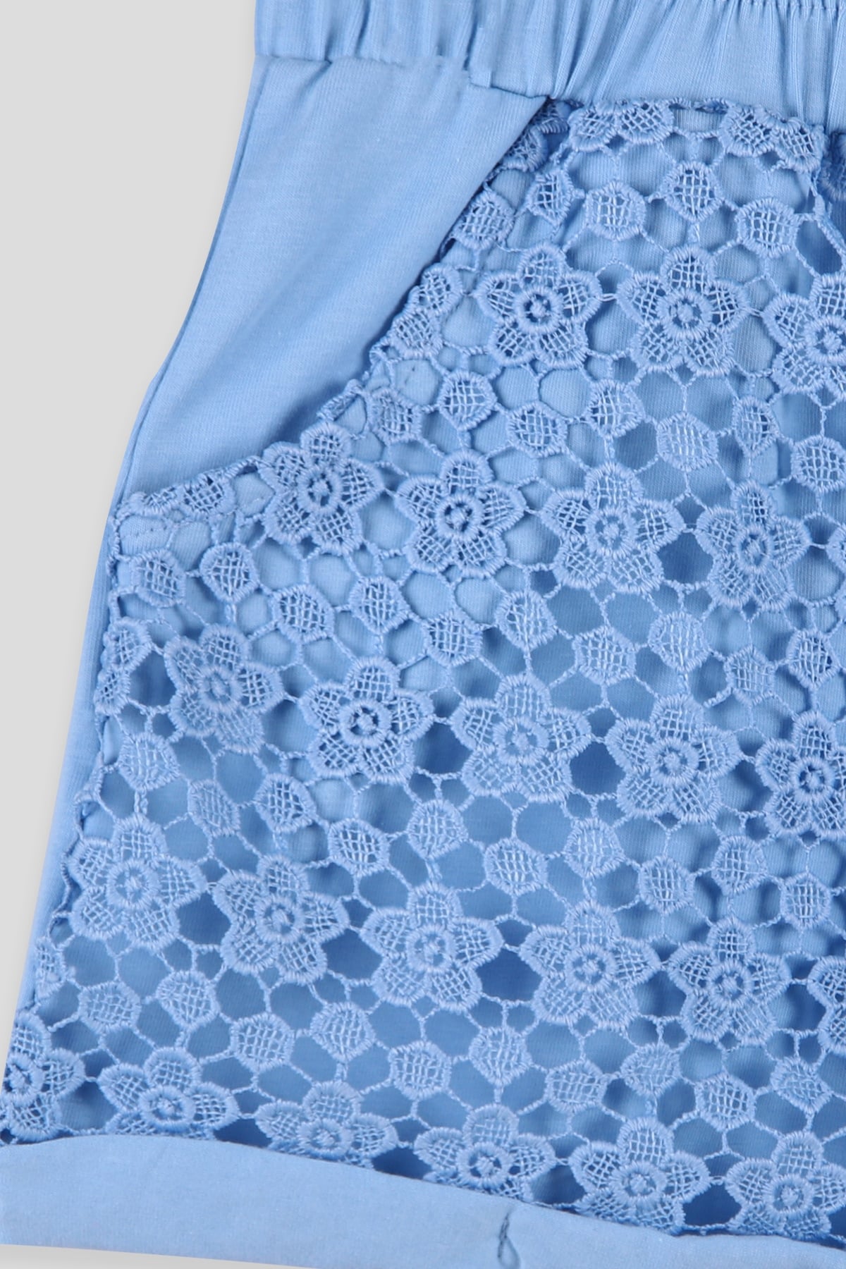 Breeze Kız Çocuk Şort Dantelli Mavi (6-12 Yaş)