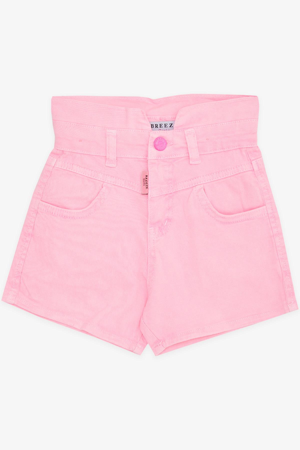 Breeze Kız Çocuk Şort Düğmeli Cepli Neon Pembe (8-14 Yaş)
