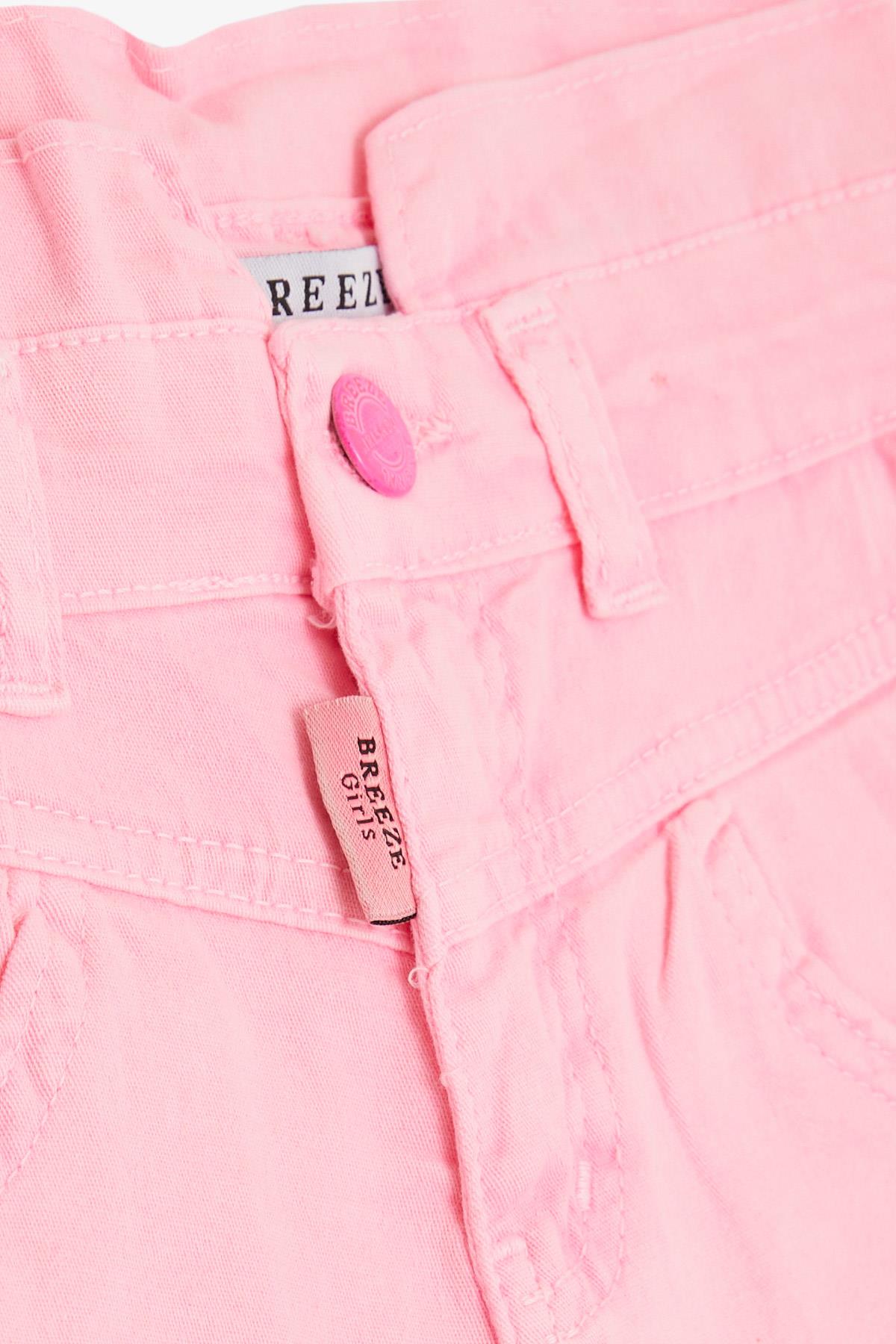 Breeze Kız Çocuk Şort Düğmeli Cepli Neon Pembe (8-14 Yaş)