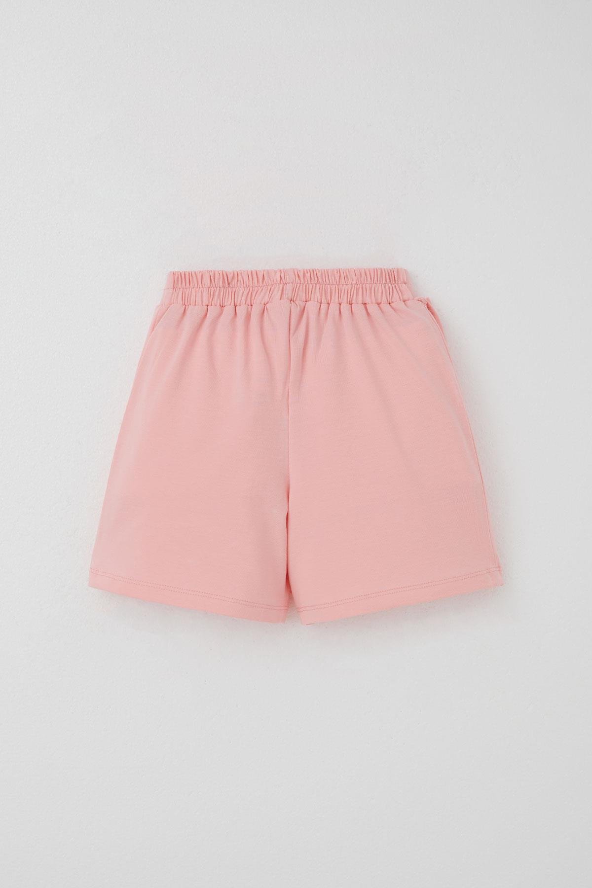 Breeze Kız Çocuk Şort Etek Fiyonk Aksesuarlı Fırfırlı Somon (6-10 Yaş)