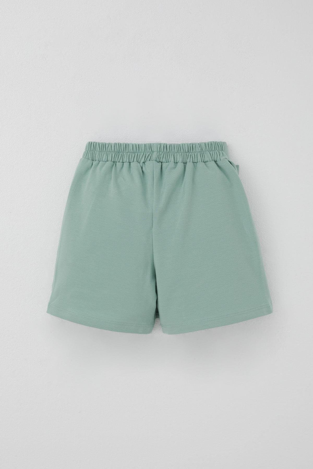 Breeze Kız Çocuk Şort Etek Fiyonk Aksesuarlı Fırfırlı Su Yeşili (6-10 Yaş)