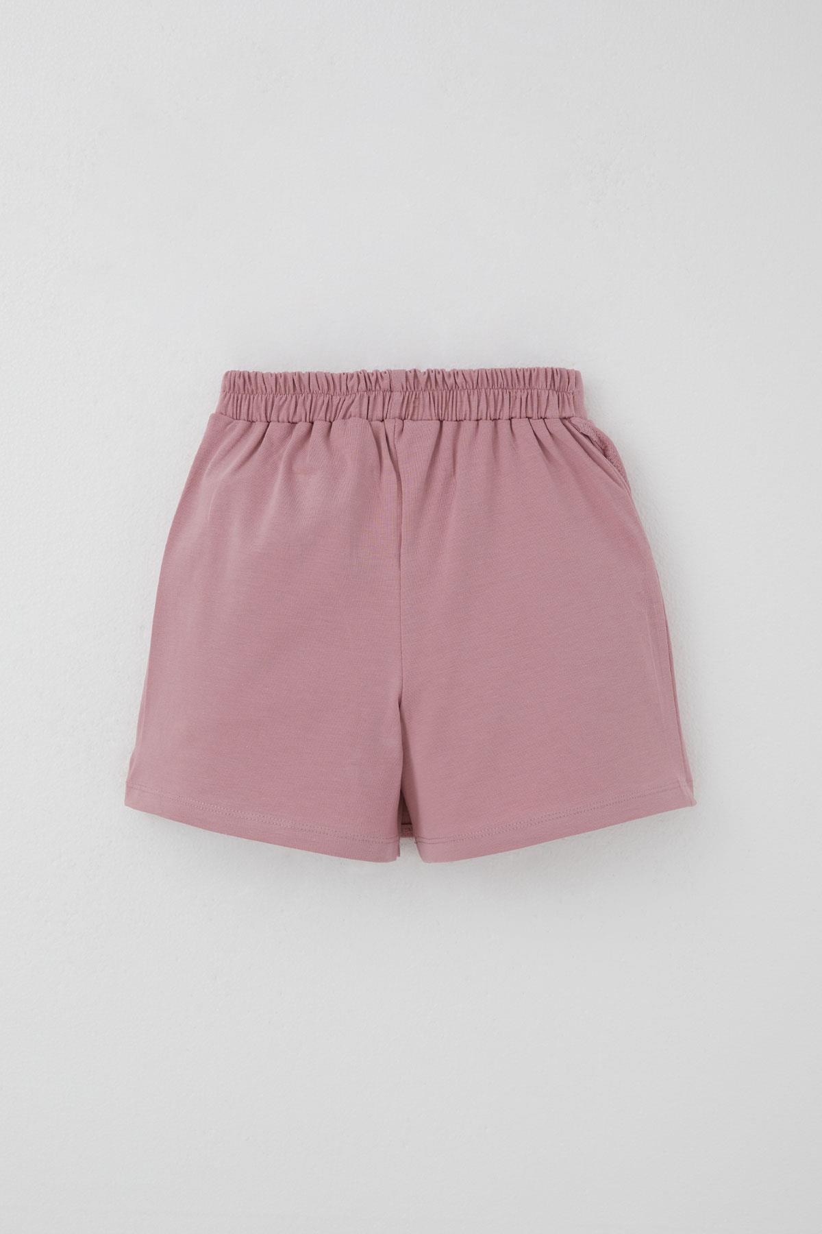 Breeze Kız Çocuk Şort Etek Fiyonk Aksesuarlı Fırfırlı Gülkurusu (6-10 Yaş)