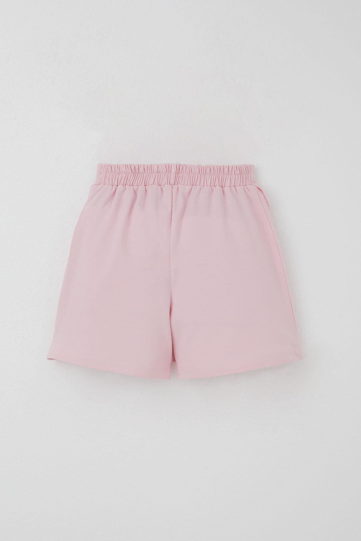 Breeze Kız Çocuk Şort Etek Fiyonk Aksesuarlı Fırfırlı Pembe (6-10 Yaş)