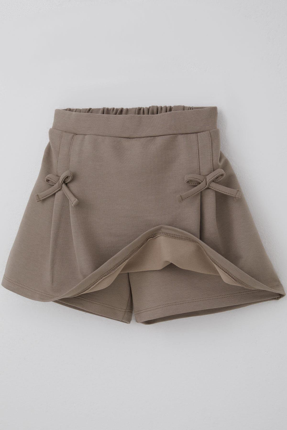 Breeze Kız Çocuk Şort Etek Fiyonk Aksesuarlı Lastikli Vizon (8-12 Yaş)