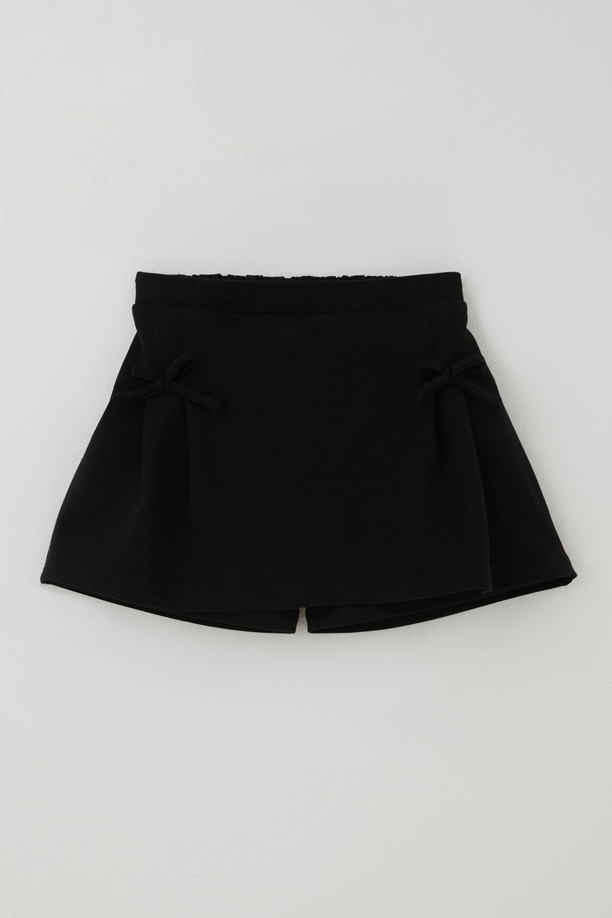 Breeze Kız Çocuk Şort Etek Fiyonk Aksesuarlı Lastikli Siyah (8-12 Yaş)