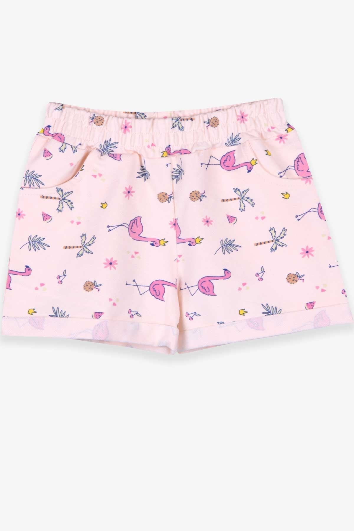 Breeze Kız Çocuk Şort Flamingo Desenli Somon (3-9 Yaş)