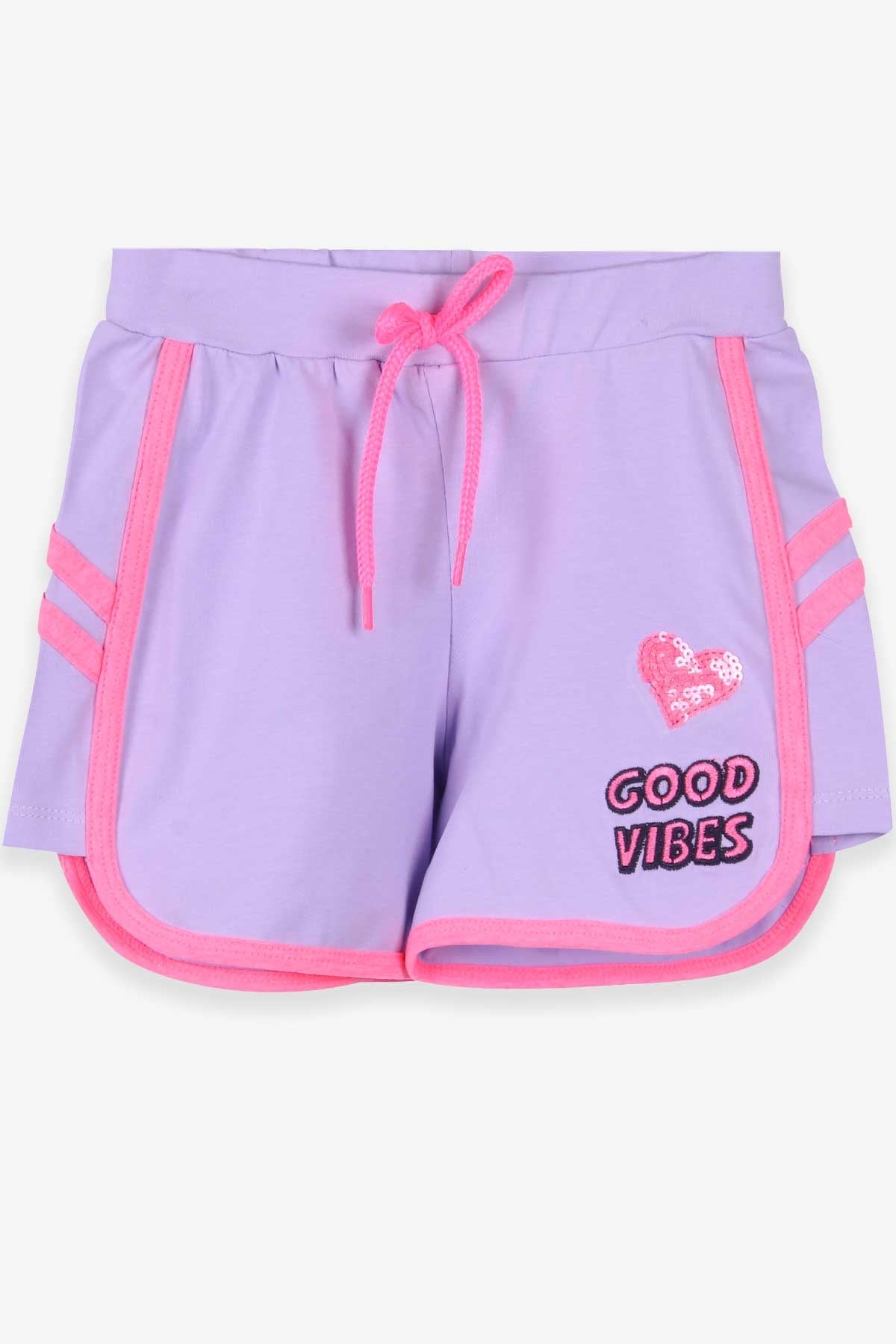 Breeze Kız Çocuk Şort Kalpli Lila (8-12 Yaş)