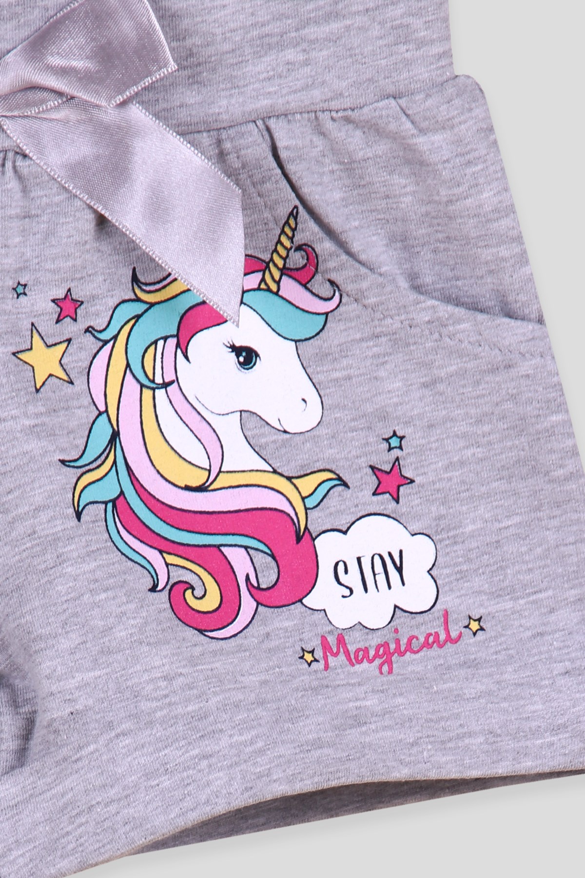 Breeze Kız Çocuk Şort Takım Unicornu Pullu Sarı (3-8 Yaş)