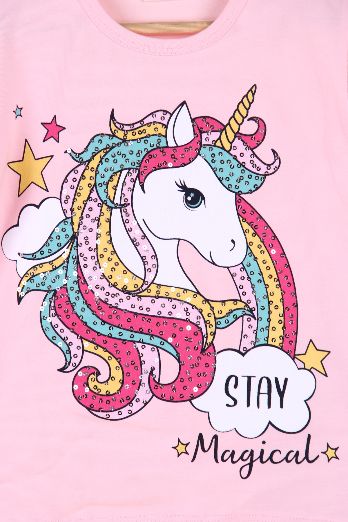 Breeze Kız Çocuk Şort Takım Unicornu Pullu Pembe (3-8 Yaş)