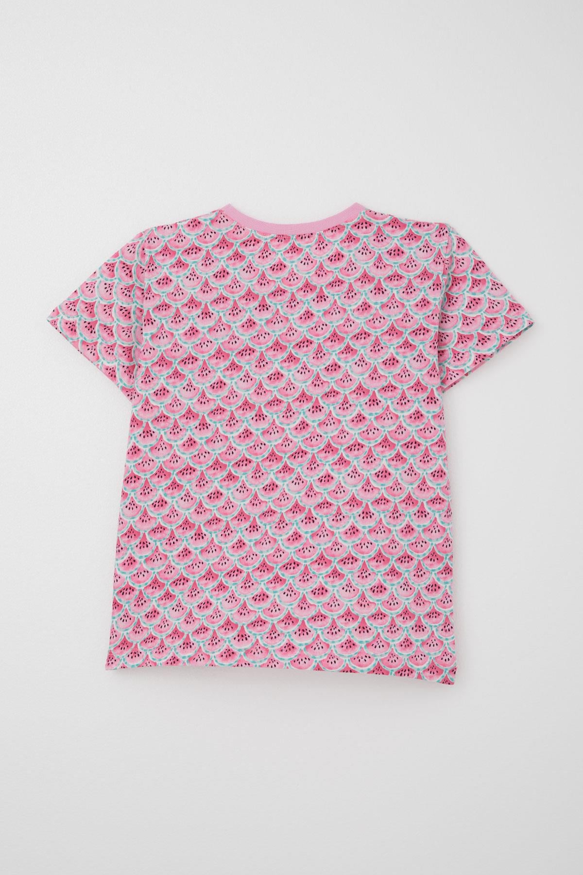 Breeze Kız Çocuk Şortlu Pijama Takım Karpuz Dilim Desenli Pembe (4-8 Yaş)