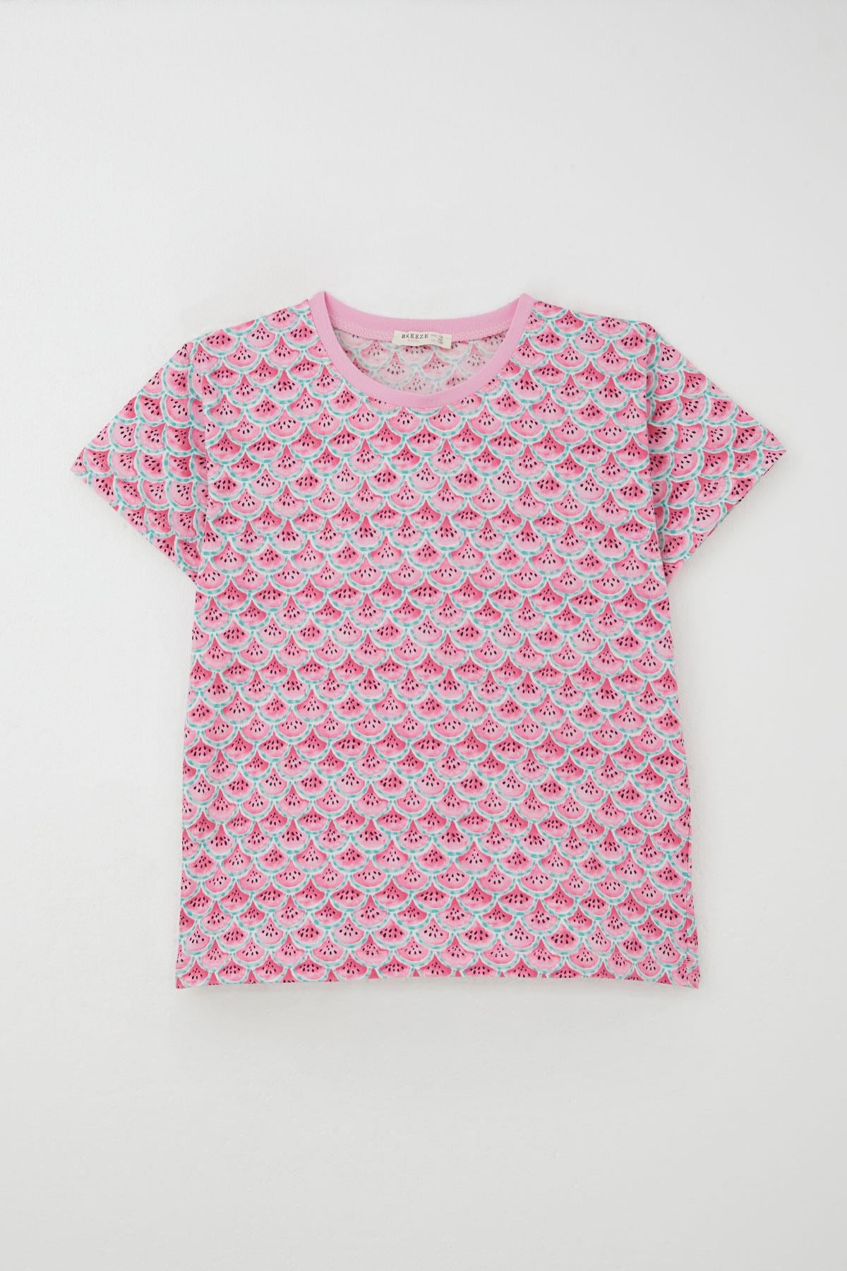 Breeze Kız Çocuk Şortlu Pijama Takım Karpuz Dilim Desenli Pembe (9-14 Yaş)
